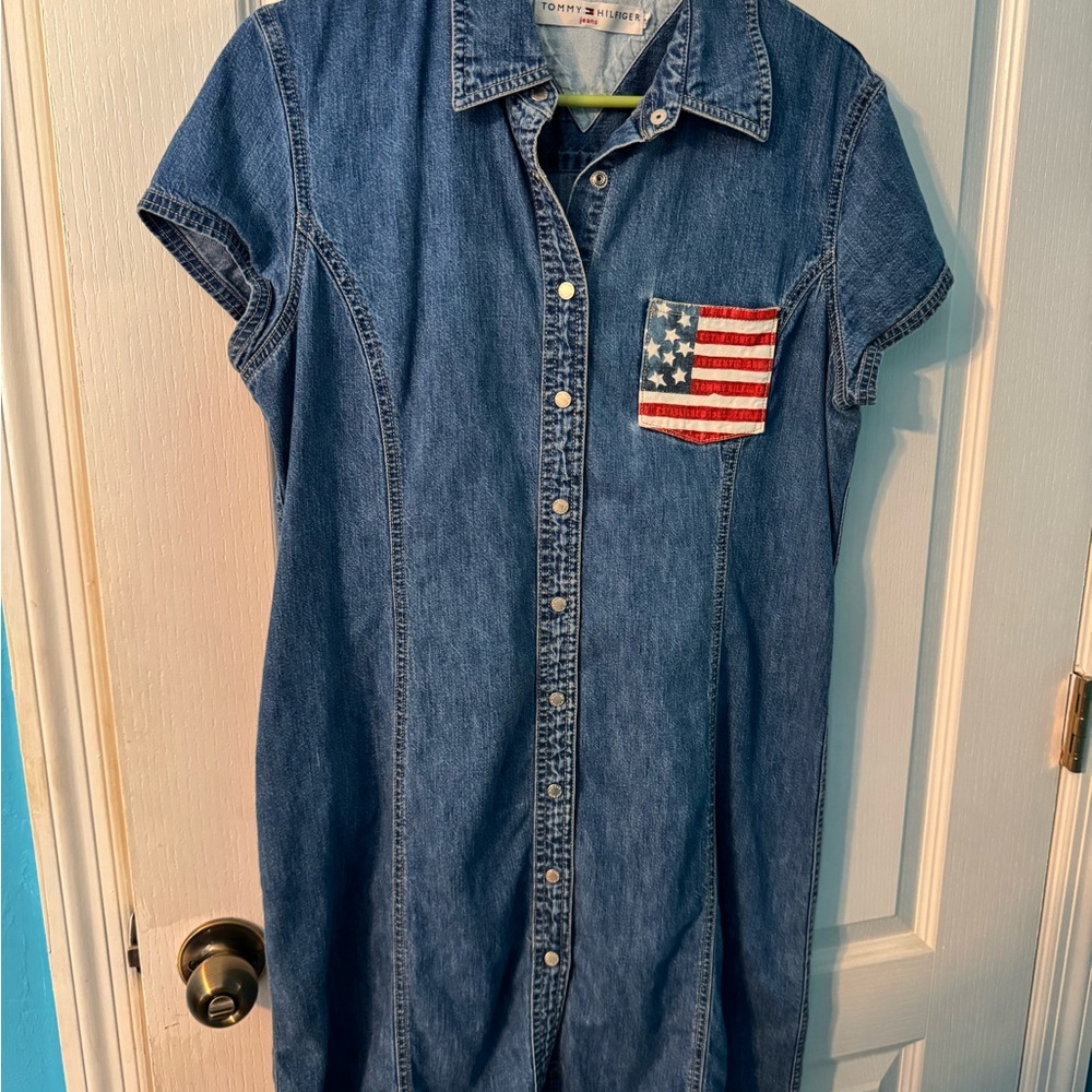 Tommy Hilfiger Denim Mini Dress with Flag Pocket